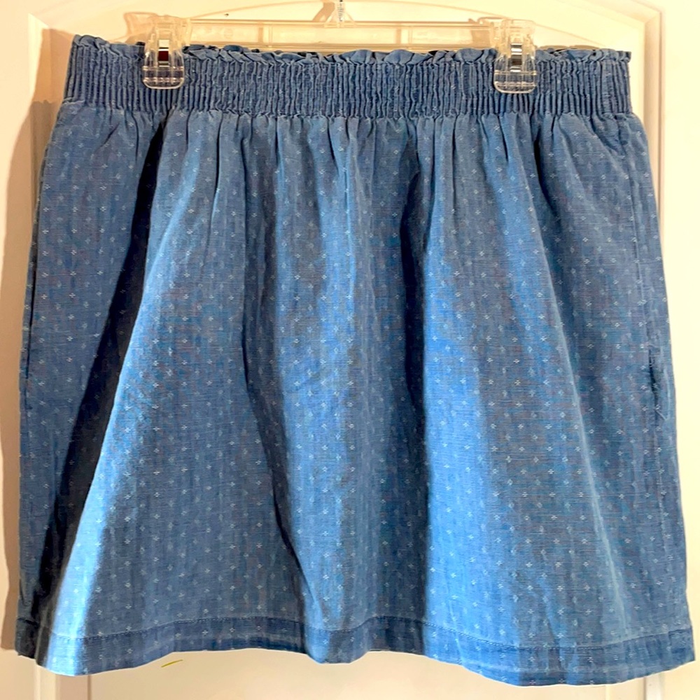 J Crew Elastic Waist Chambray Skirt with  Pockets